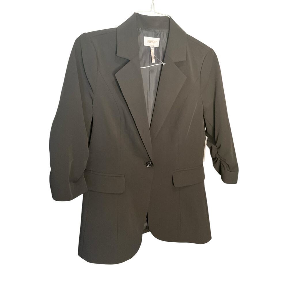Laundry by Shelli Segal Womens Blazer 3/4 Sleeve Single Button Black Size 10 NEW